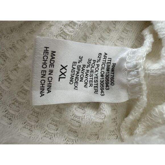 Chaser Top Women XXL Beige Long Sleeve‎ Waffle Knit Cozy Blouse Stretch Classic - Picture 4 of 11